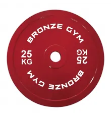 Диск олимпийский BRONZE GYM тяжелоатлетический красный 25 кг
